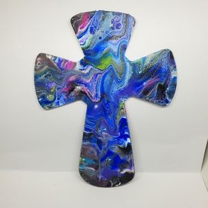Memorial Handpainted Wooden Cross Art